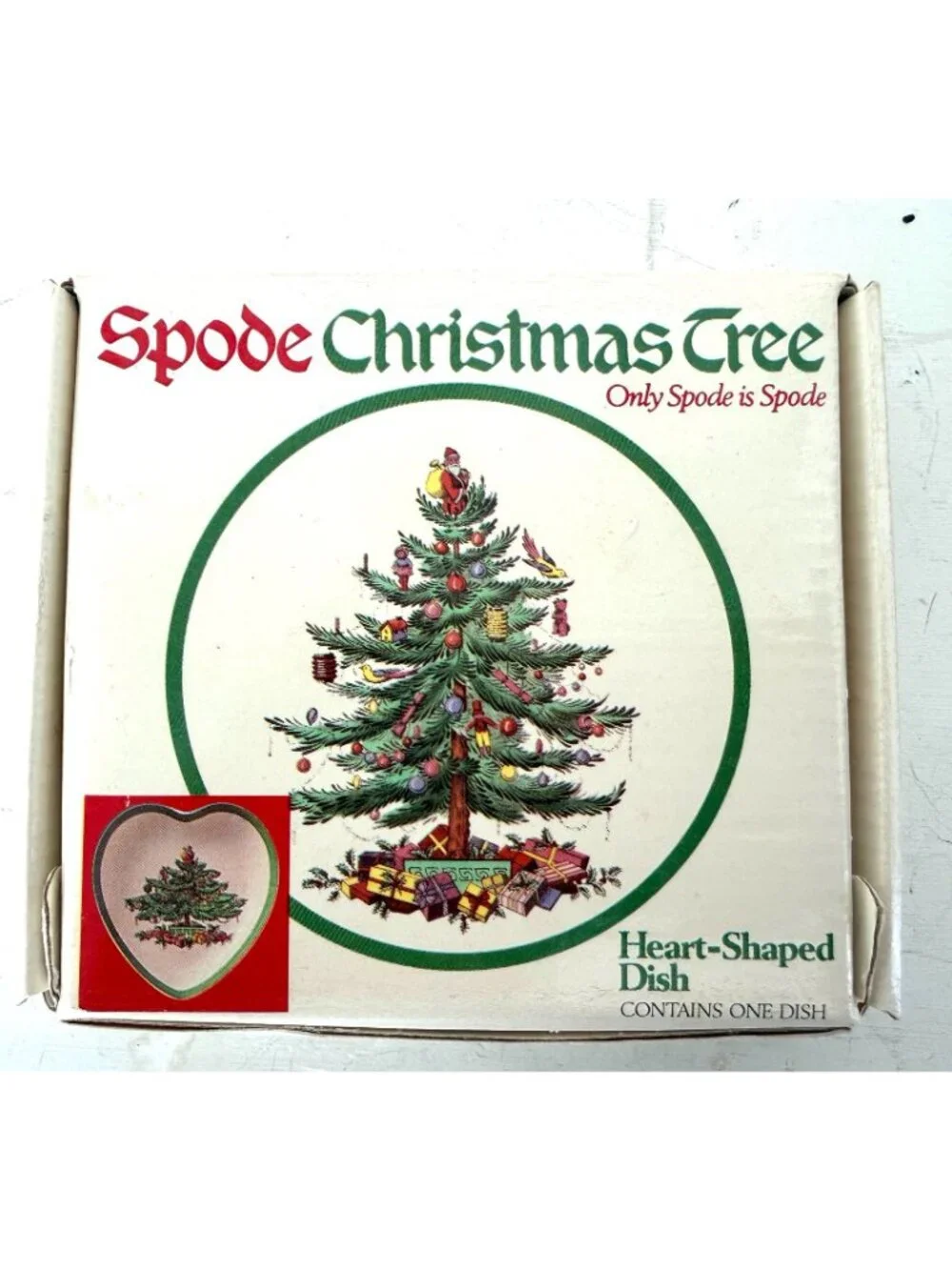 Spode Christmas Tree Heart Shaped Dish w/ Original Box England Holiday Serving D